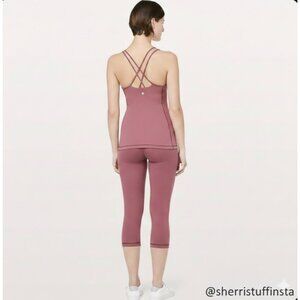 Lululemon Free To Be Tank 4 & Align Crop Leggings 2 Yoga Set Misty Merlot